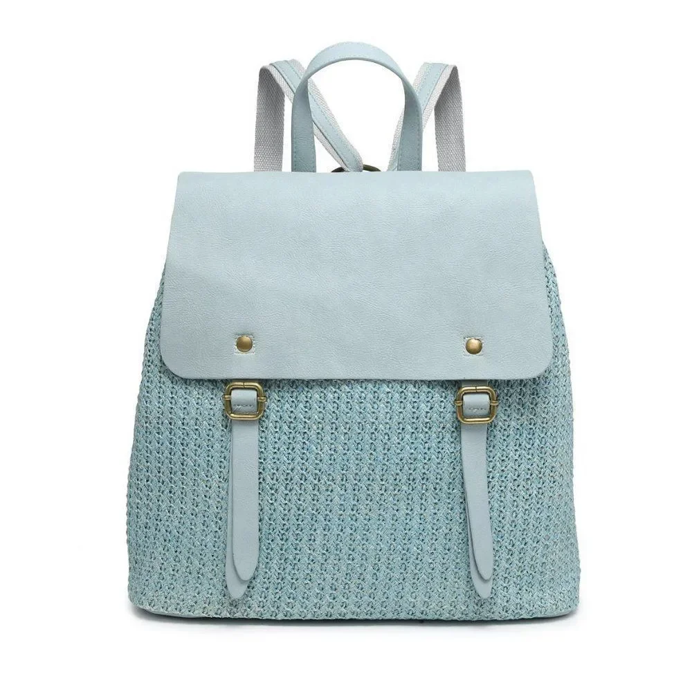 Woven Convertible Backpack with Flapover Closure